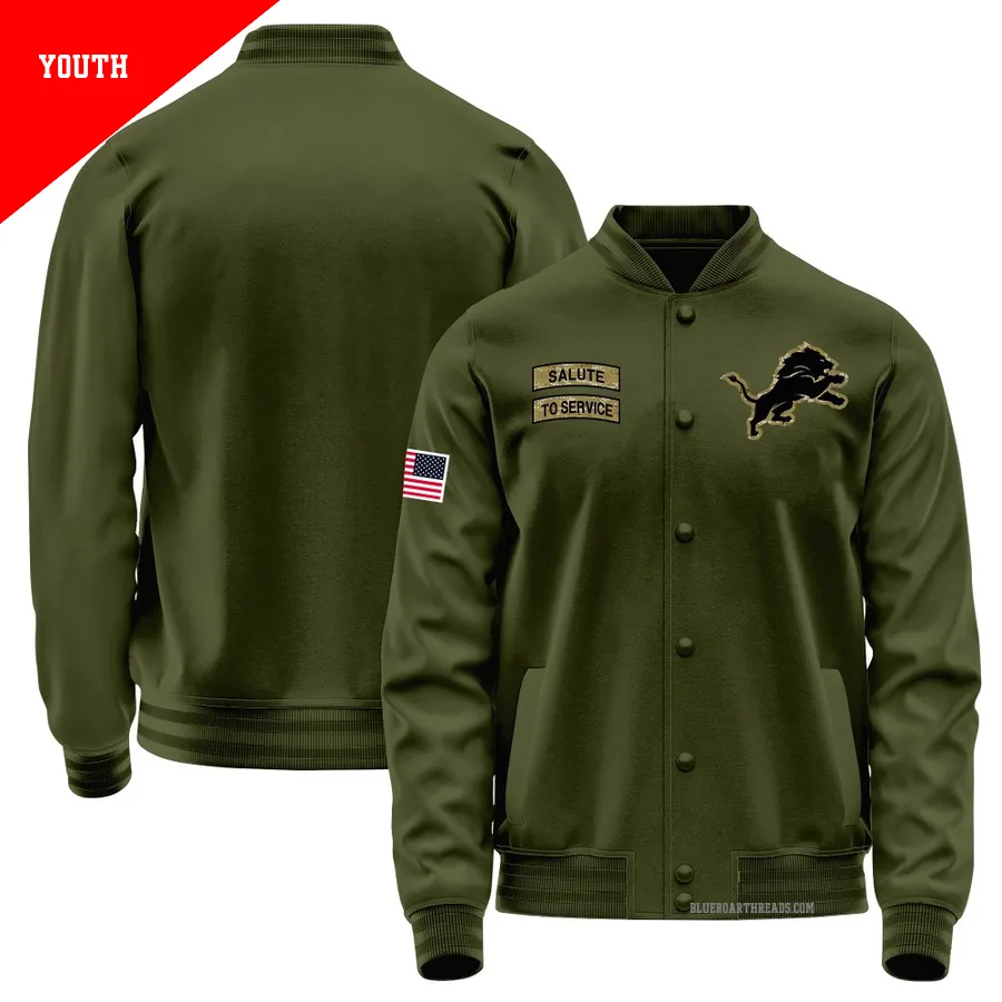 Youth Detroit Lions Olive Salute to Service Sideline Performance Jacket