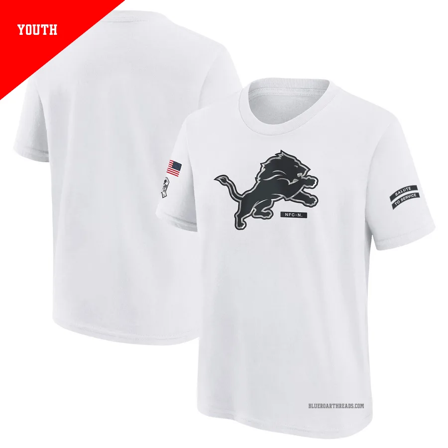 Youth Detroit Lions White 2024 Salute To Service T-Shirt