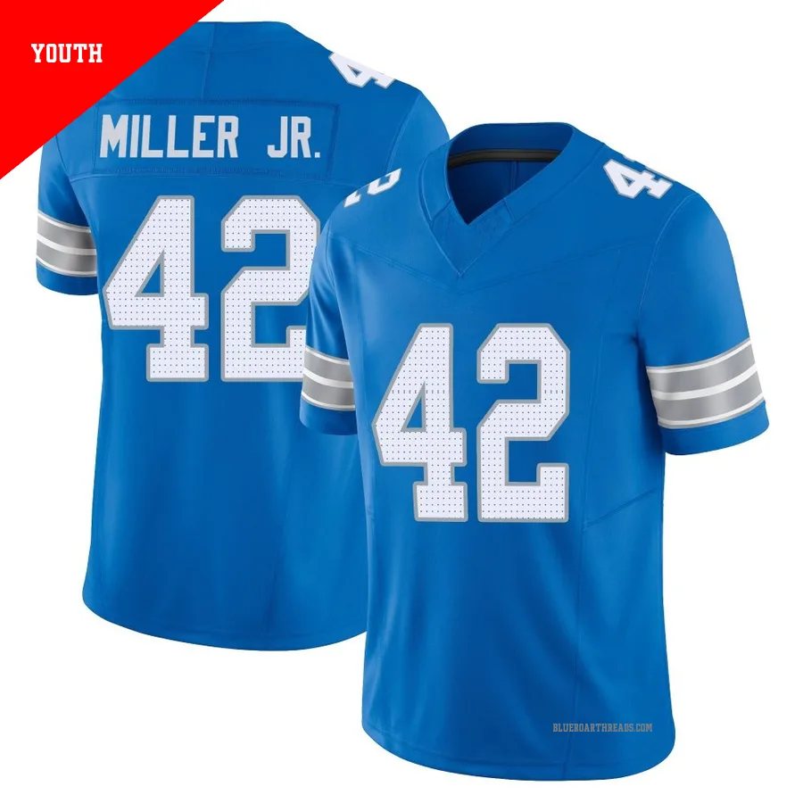 Youth D.J. Miller Jr. ＃42 Detroit Lions Blue Limited Vapor F.U.S.E. 2nd Jersey