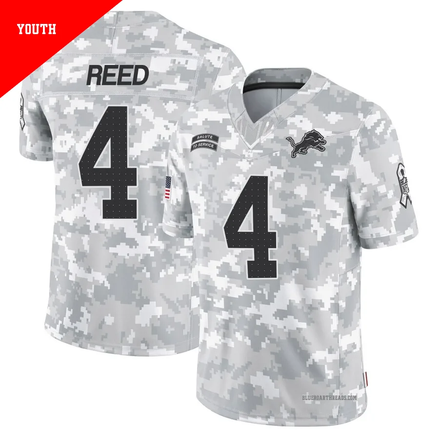 Youth D.J. Reed ＃4 Detroit Lions Arctic Camo Limited 2024 Salute to Service Jersey