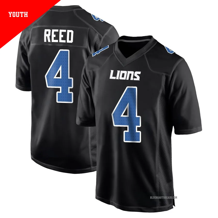 Youth D.J. Reed ＃4 Detroit Lions Black Game Carbon Fashion Jersey