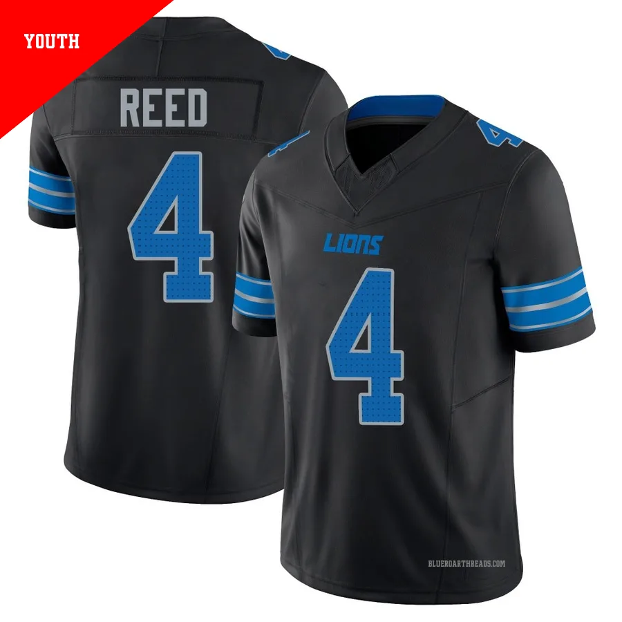 Youth D.J. Reed ＃4 Detroit Lions Black Limited Alternate Vapor F.U.S.E. 2nd Jersey