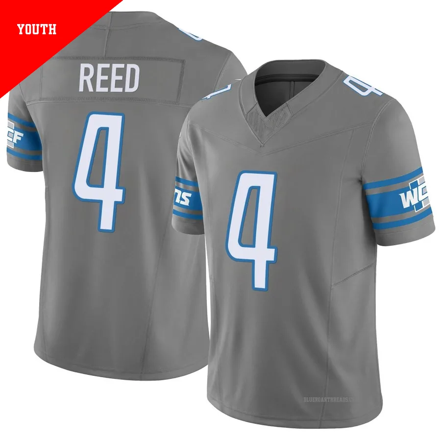 Youth D.J. Reed ＃4 Detroit Lions Limited Silver Vapor F.U.S.E. Jersey