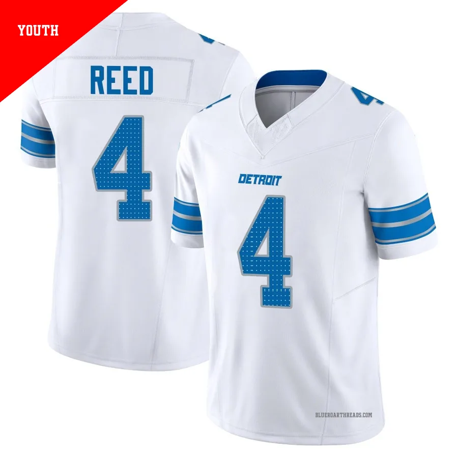 Youth D.J. Reed ＃4 Detroit Lions White Limited Vapor F.U.S.E. 2nd Jersey