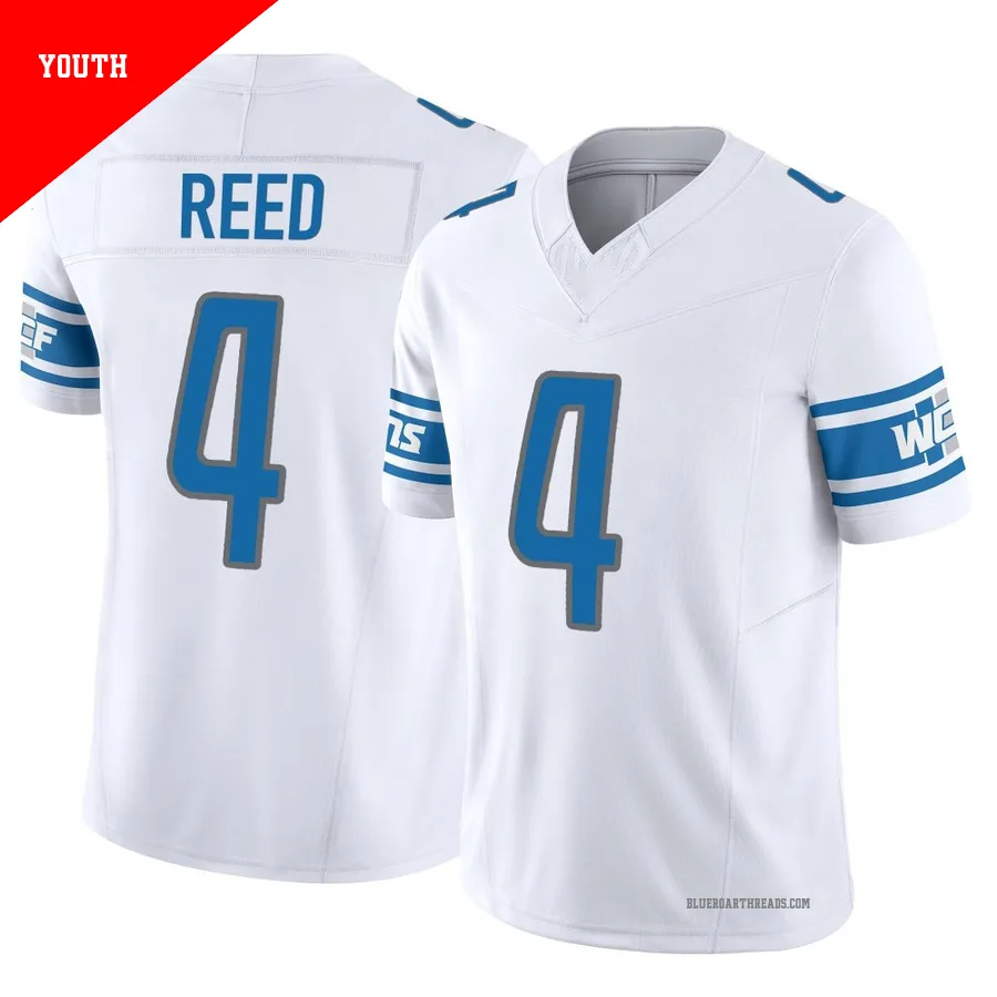 Youth D.J. Reed ＃4 Detroit Lions White Limited Vapor F.U.S.E. Jersey