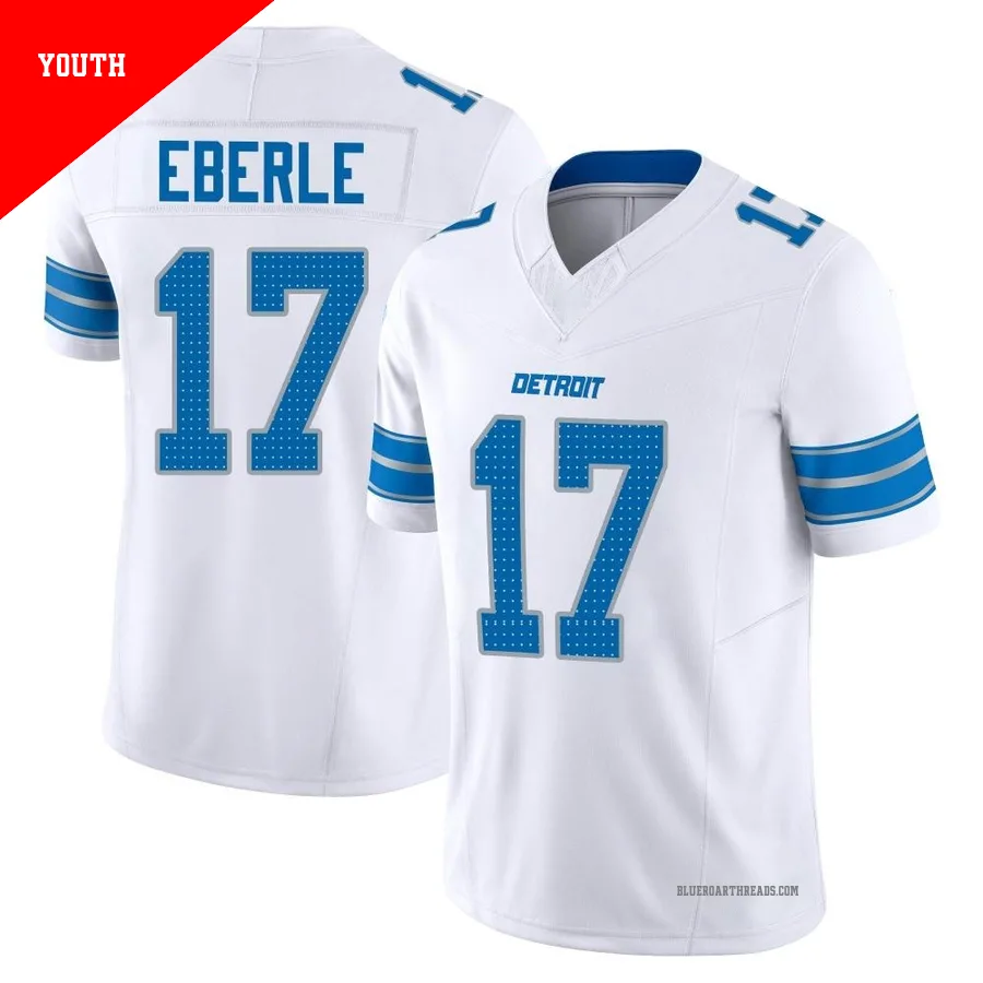 Youth Dominik Eberle ＃17 Detroit Lions White Limited Vapor F.U.S.E. 2nd Jersey
