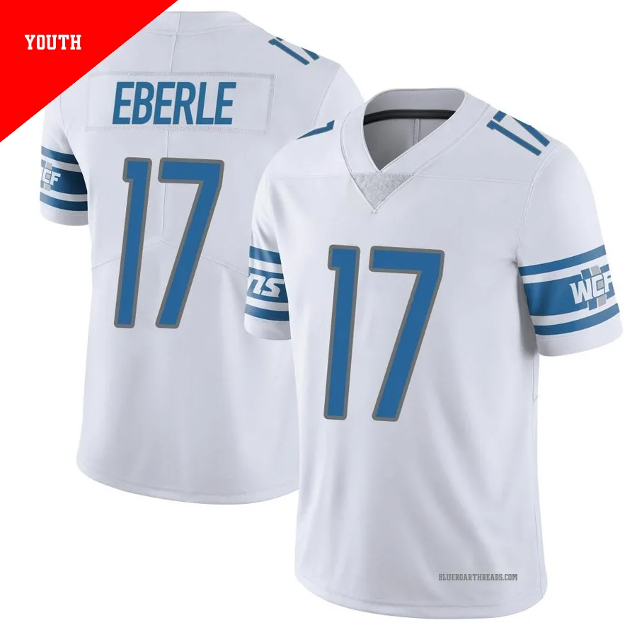 Youth Dominik Eberle ＃17 Detroit Lions White Limited Vapor Untouchable Jersey