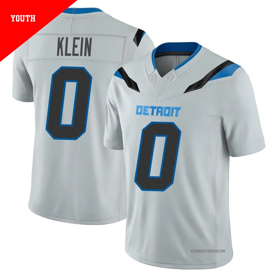 Youth Elijah Klein ＃0 Detroit Lions Limited Silver 2026 Rivalries Collection Stitched Jersey