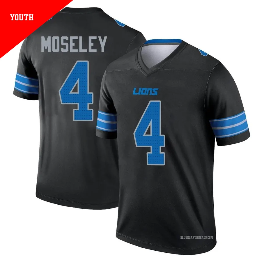 Youth Emmanuel Moseley ＃4 Detroit Lions Black Legend Jersey