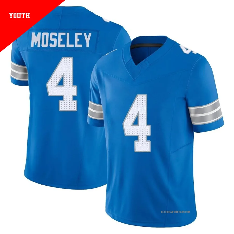 Youth Emmanuel Moseley ＃4 Detroit Lions Blue Limited Vapor F.U.S.E. 2nd Jersey