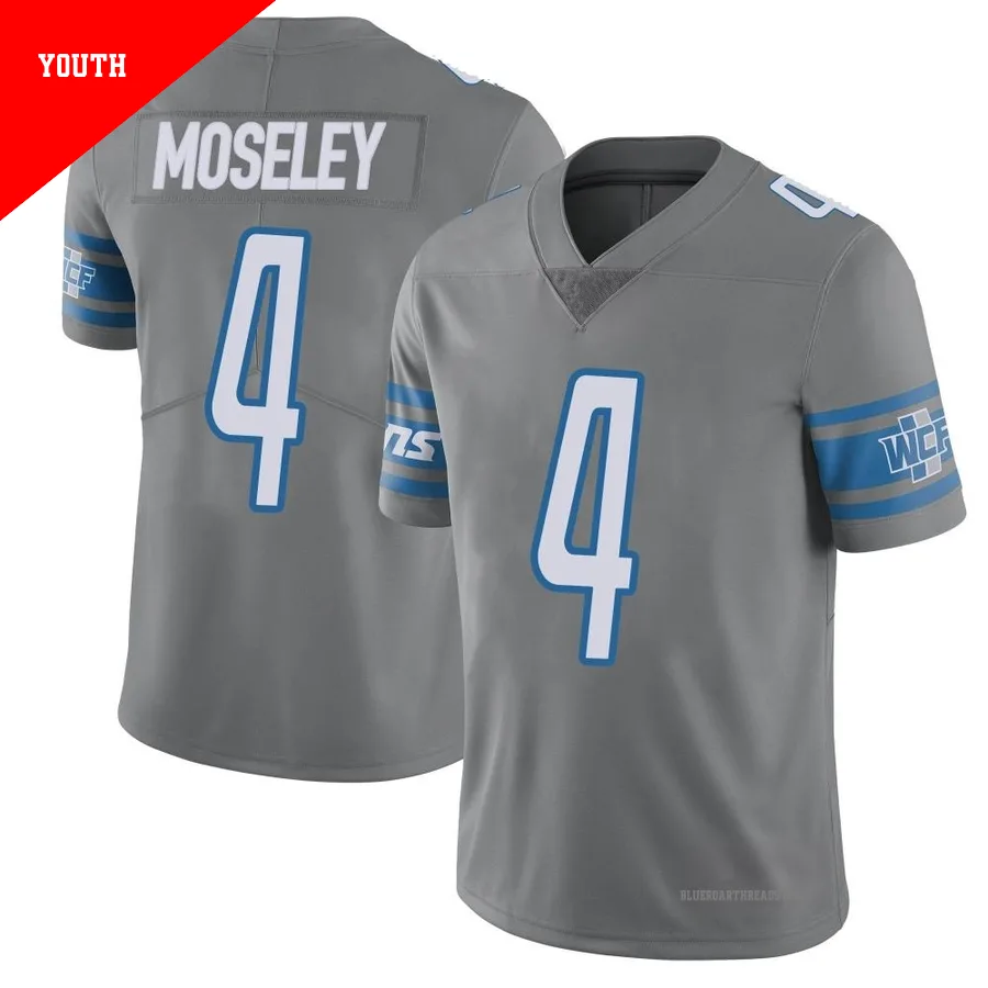 Youth Emmanuel Moseley ＃4 Detroit Lions Limited Color Rush Steel Vapor Untouchable Jersey