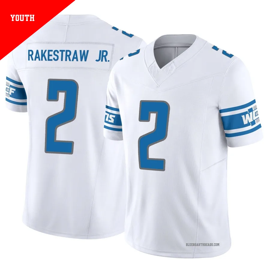 Youth Ennis Rakestraw Jr. ＃2 Detroit Lions White Limited Vapor F.U.S.E. Jersey