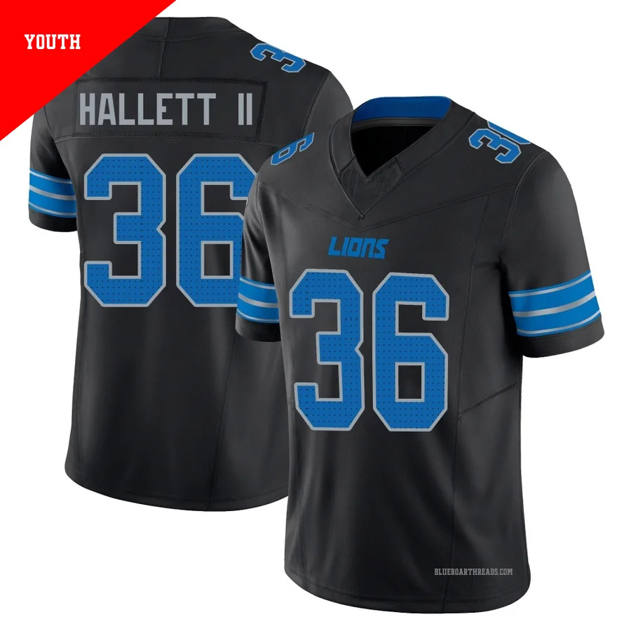 Youth Erick Hallett II ＃36 Detroit Lions Black Limited Alternate Vapor F.U.S.E. 2nd Jersey