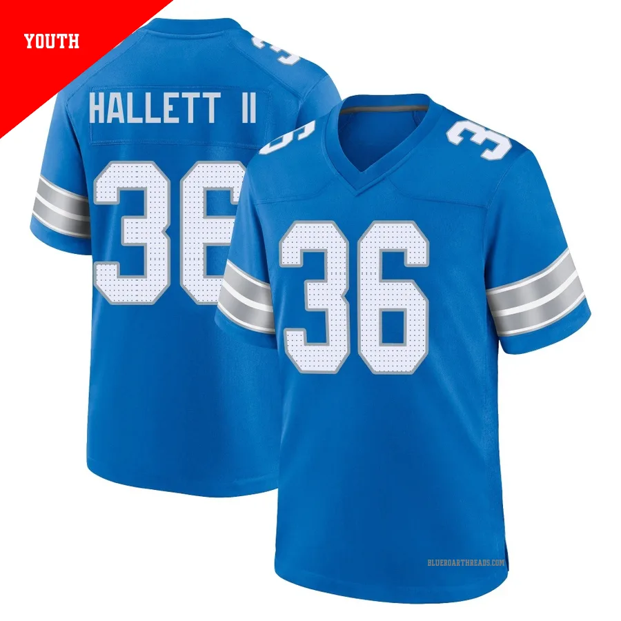 Youth Erick Hallett II ＃36 Detroit Lions Blue Game 2nd Jersey