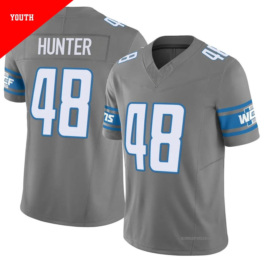 Youth Erick Hunter ＃48 Detroit Lions Limited Silver Vapor F.U.S.E. Jersey