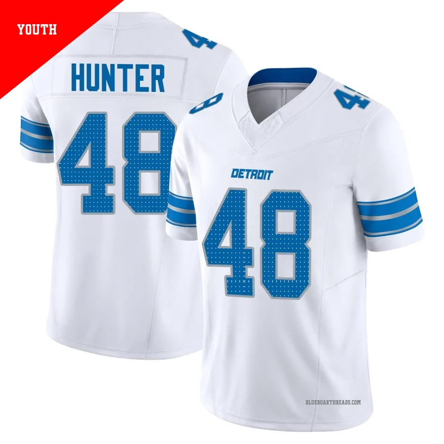 Youth Erick Hunter ＃48 Detroit Lions White Limited Vapor F.U.S.E. 2nd Jersey