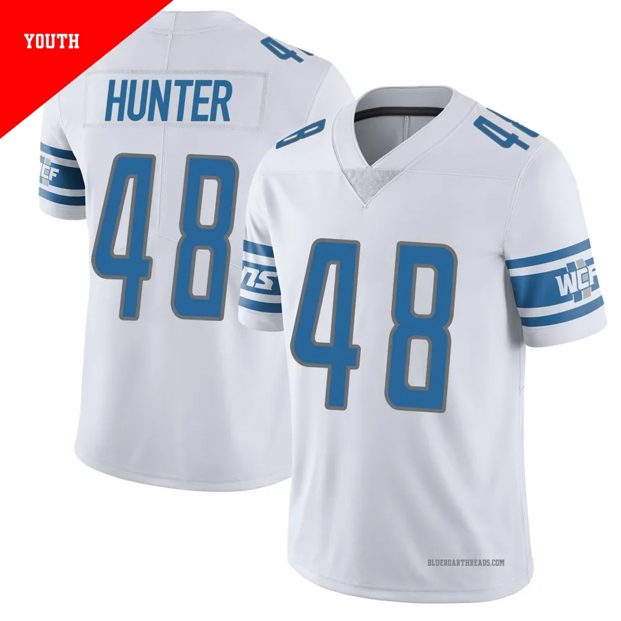 Youth Erick Hunter ＃48 Detroit Lions White Limited Vapor Untouchable Jersey