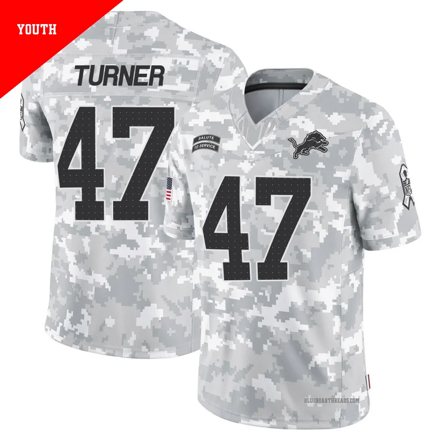Youth Ezekiel Turner ＃47 Detroit Lions Arctic Camo Limited 2024 Salute to Service Jersey