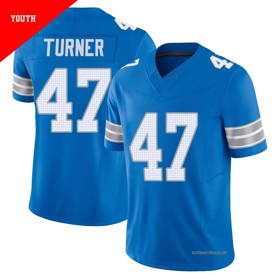 Youth Ezekiel Turner ＃47 Detroit Lions Blue Limited Vapor F.U.S.E. 2nd Jersey