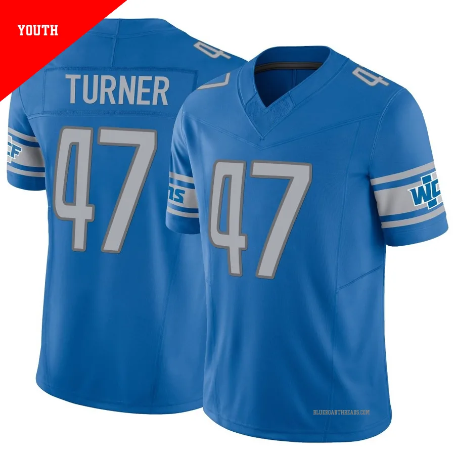 Youth Ezekiel Turner ＃47 Detroit Lions Blue Limited Vapor F.U.S.E. Jersey