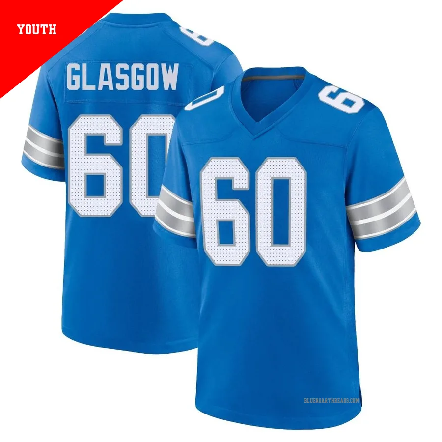 Youth Graham Glasgow ＃60 Detroit Lions Blue Game 2nd Jersey