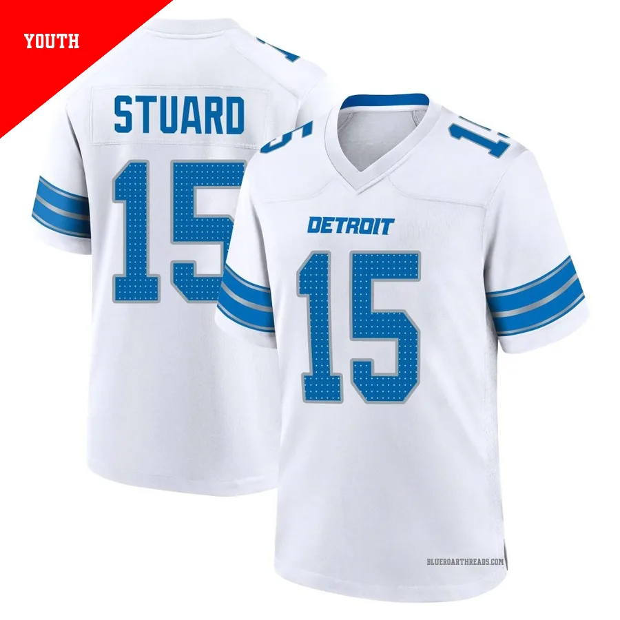 Youth Grant Stuard ＃15 Detroit Lions White Game 2nd Jersey