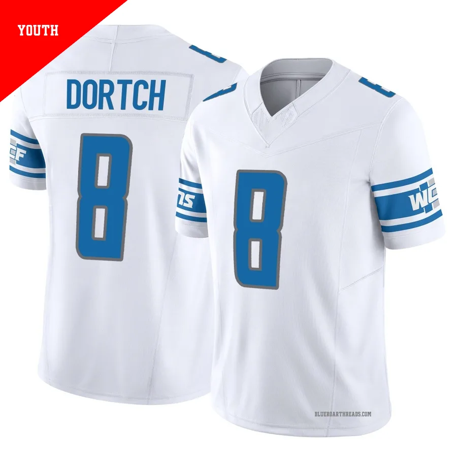 Youth Greg Dortch ＃8 Detroit Lions White Limited Vapor F.U.S.E. Jersey