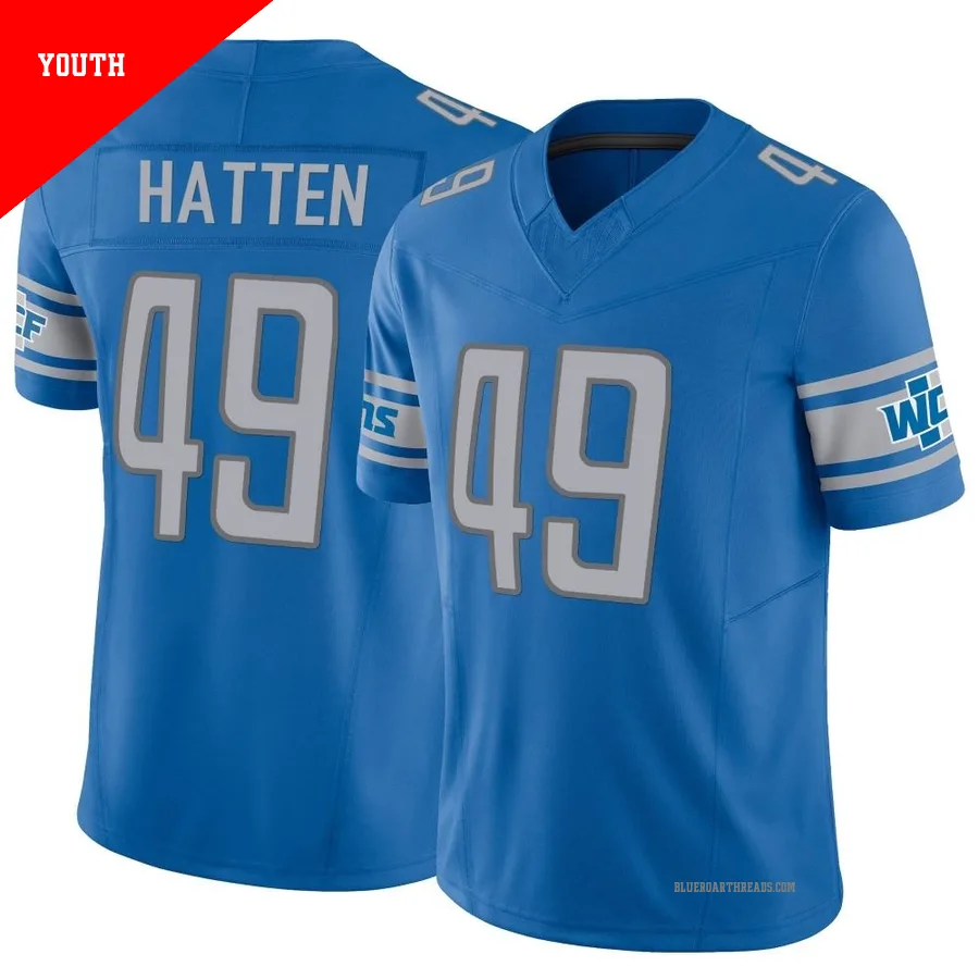 Youth Hogan Hatten ＃49 Detroit Lions Blue Limited Vapor F.U.S.E. Jersey