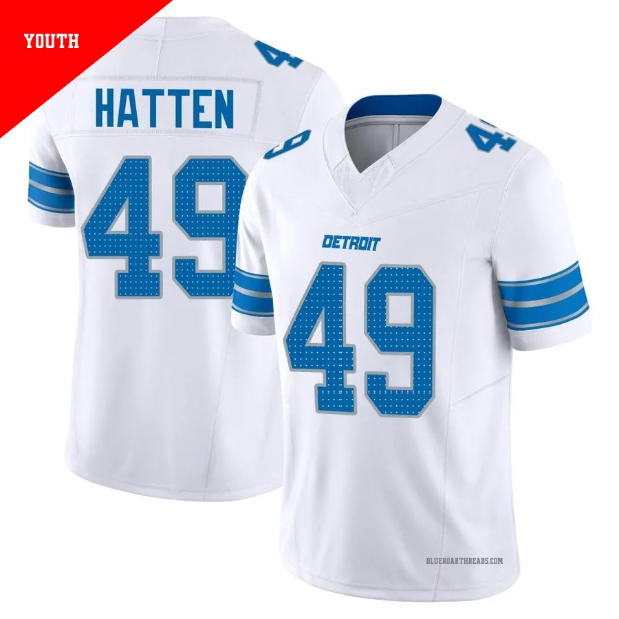 Youth Hogan Hatten ＃49 Detroit Lions White Limited Vapor F.U.S.E. 2nd Jersey