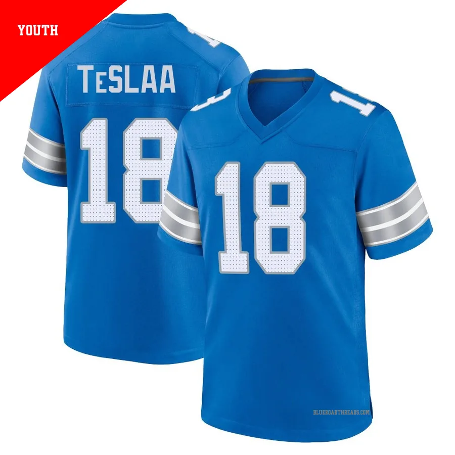 Youth Isaac TeSlaa ＃18 Detroit Lions Blue Game 2nd Jersey