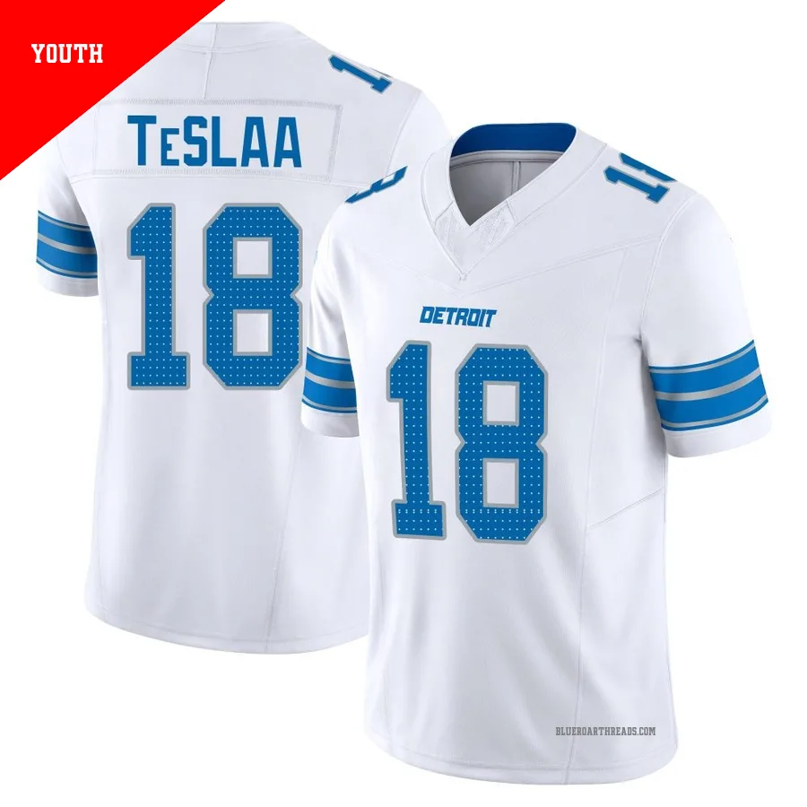 Youth Isaac TeSlaa ＃18 Detroit Lions White Limited Vapor F.U.S.E. 2nd Jersey