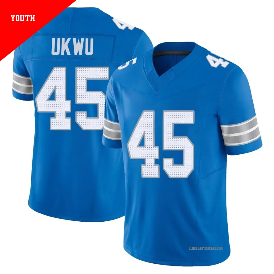 Youth Isaac Ukwu ＃45 Detroit Lions Blue Limited Vapor F.U.S.E. 2nd Jersey