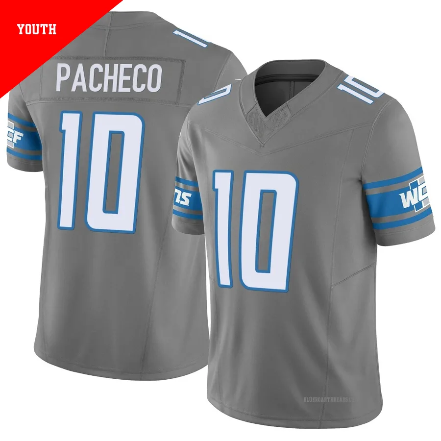 Youth Isiah Pacheco ＃10 Detroit Lions Limited Silver Vapor F.U.S.E. Jersey