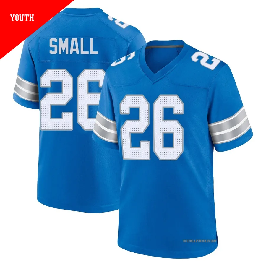 Youth Jabari Small ＃26 Detroit Lions Blue Game 2nd Jersey