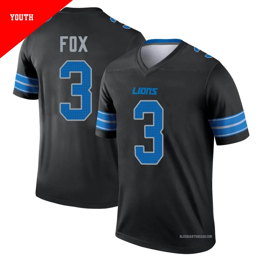 Youth Jack Fox ＃3 Detroit Lions Black Legend Jersey
