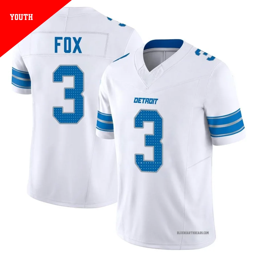 Youth Jack Fox ＃3 Detroit Lions White Limited Vapor F.U.S.E. 2nd Jersey