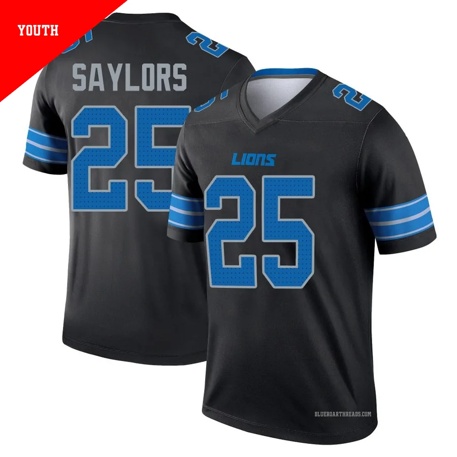 Youth Jacob Saylors ＃25 Detroit Lions Black Legend Jersey