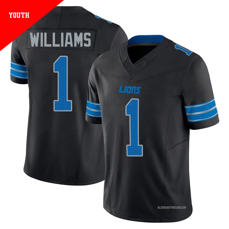 Youth Jameson Williams ＃1 Detroit Lions Black Limited Alternate Vapor F.U.S.E. 2nd Jersey