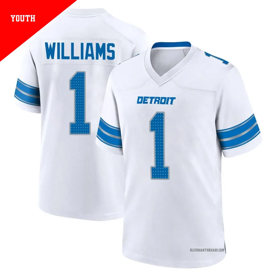 Youth Jameson Williams ＃1 Detroit Lions White Game 2nd Jersey