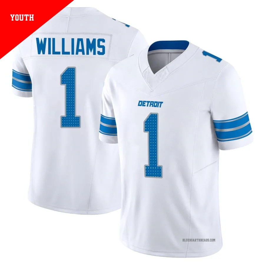 Youth Jameson Williams ＃1 Detroit Lions White Limited Vapor F.U.S.E. 2nd Jersey