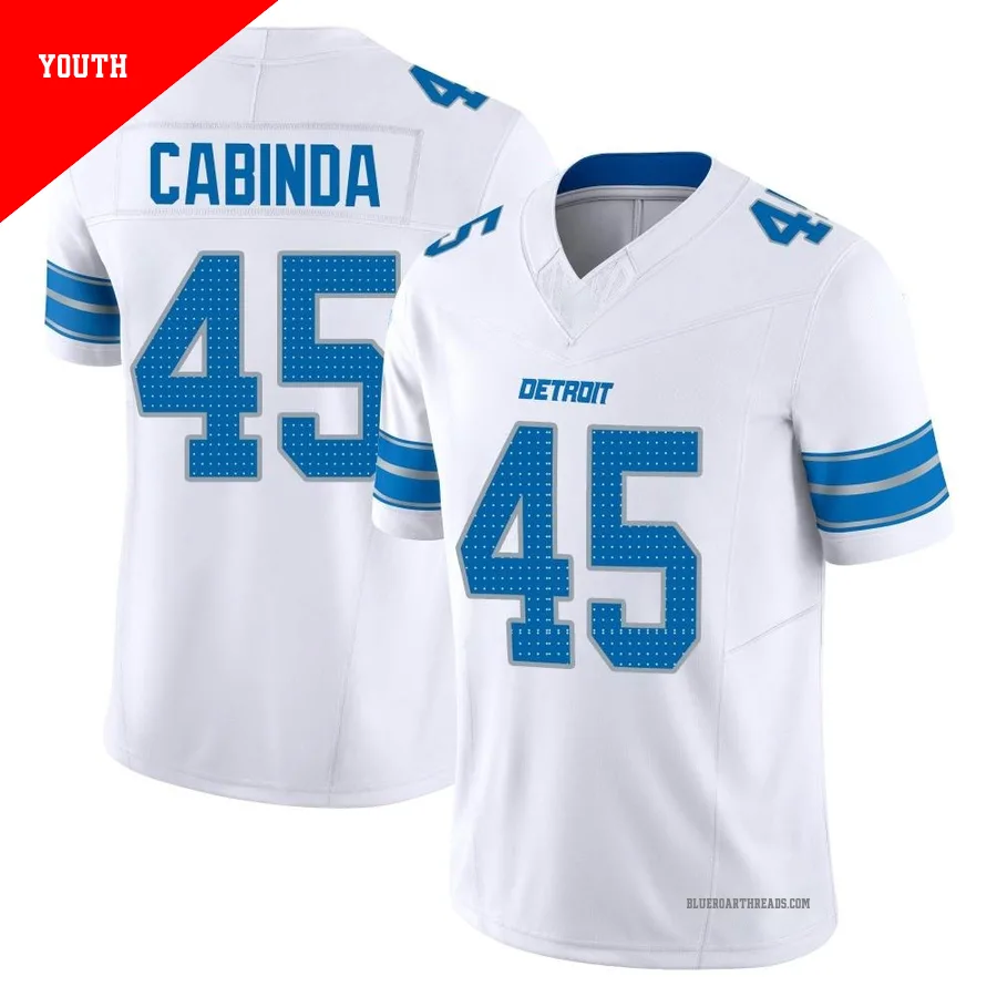 Youth Jason Cabinda ＃45 Detroit Lions White Limited Vapor F.U.S.E. 2nd Jersey