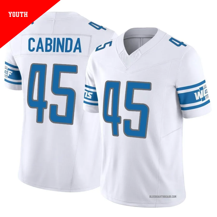Youth Jason Cabinda ＃45 Detroit Lions White Limited Vapor F.U.S.E. Jersey