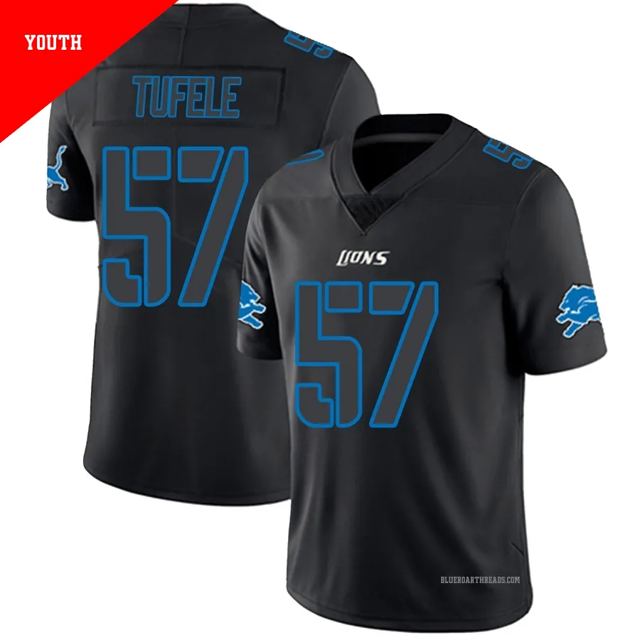 Youth Jay Tufele ＃57 Detroit Lions Black Impact Limited Jersey