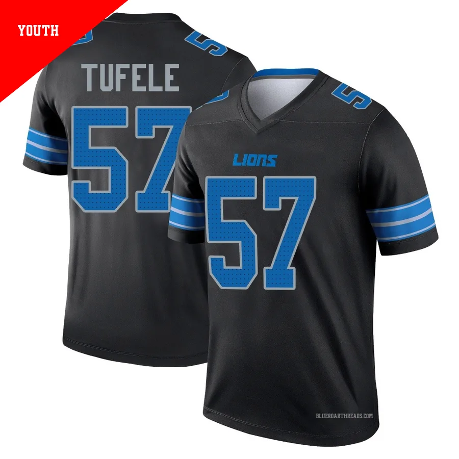 Youth Jay Tufele ＃57 Detroit Lions Black Legend Jersey