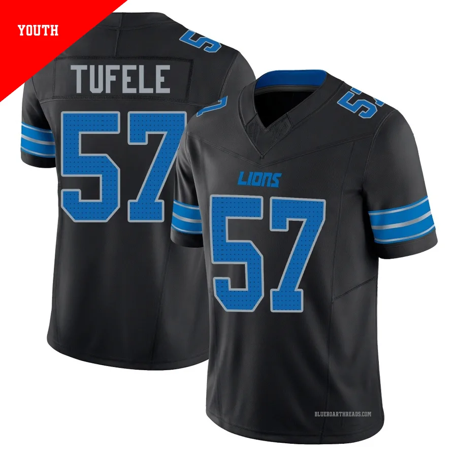 Youth Jay Tufele ＃57 Detroit Lions Black Limited Alternate Vapor F.U.S.E. 2nd Jersey