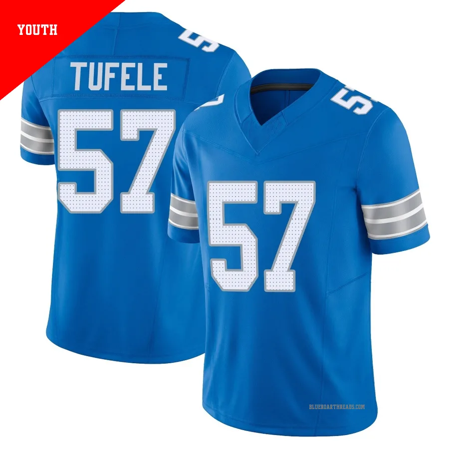 Youth Jay Tufele ＃57 Detroit Lions Blue Limited Vapor F.U.S.E. 2nd Jersey