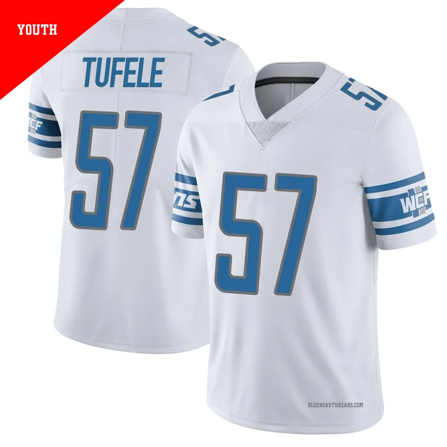 Youth Jay Tufele ＃57 Detroit Lions White Limited Vapor Untouchable Jersey