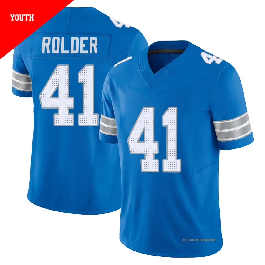 Youth Jimmy Rolder ＃41 Detroit Lions Blue Limited Vapor F.U.S.E. 2nd Jersey