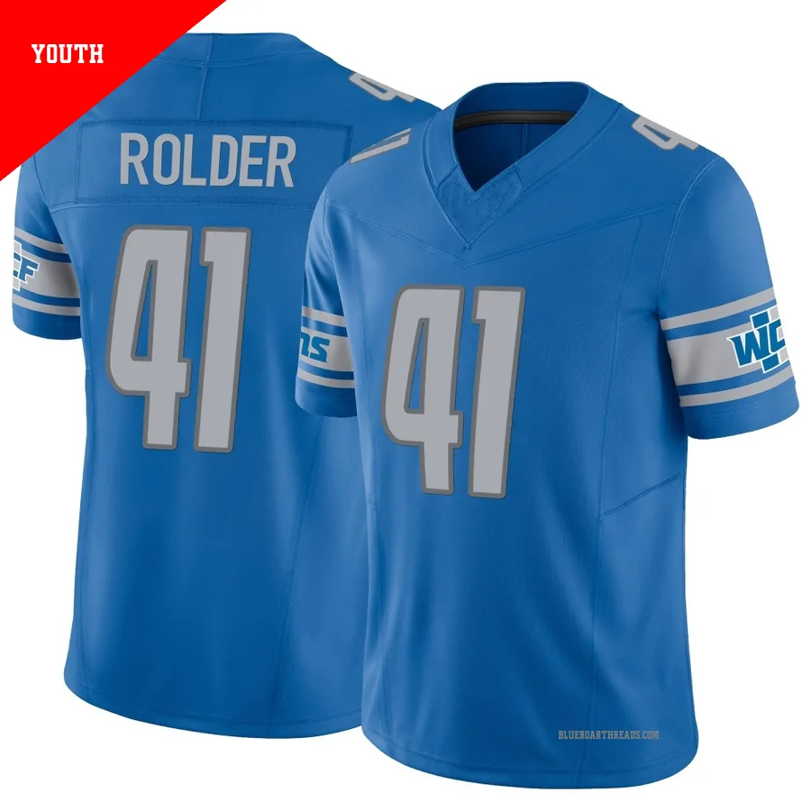 Youth Jimmy Rolder ＃41 Detroit Lions Blue Limited Vapor F.U.S.E. Jersey