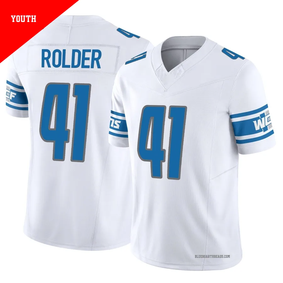 Youth Jimmy Rolder ＃41 Detroit Lions White Limited Vapor F.U.S.E. Jersey